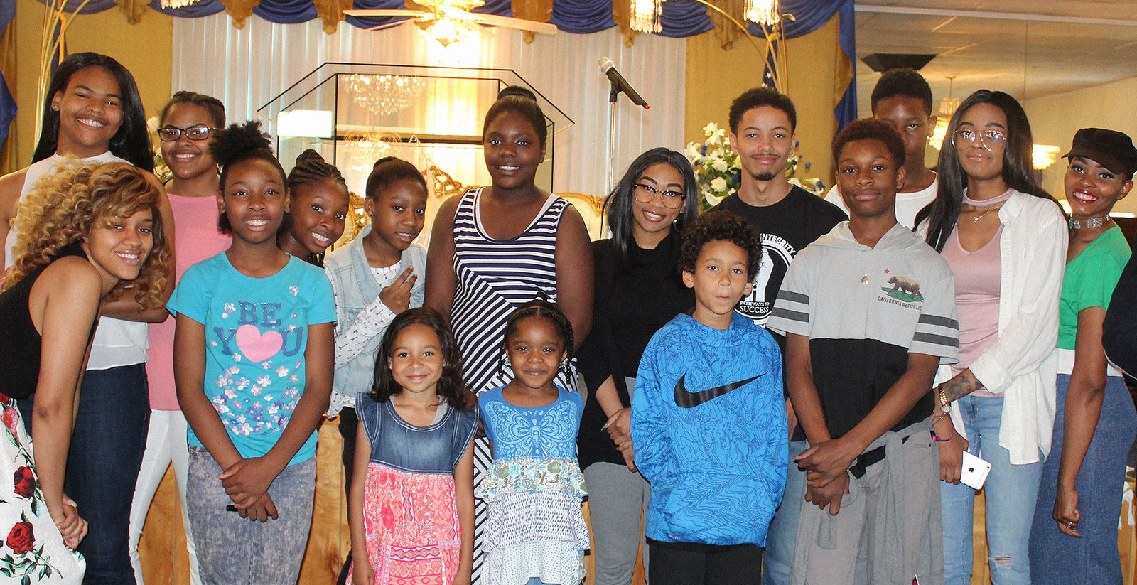 Youth group members gathered together at church